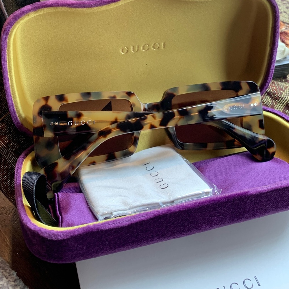Authentic GUCCI 48mm Rectangular Tortoise Acetate sunglasses - Picture 11 of 14